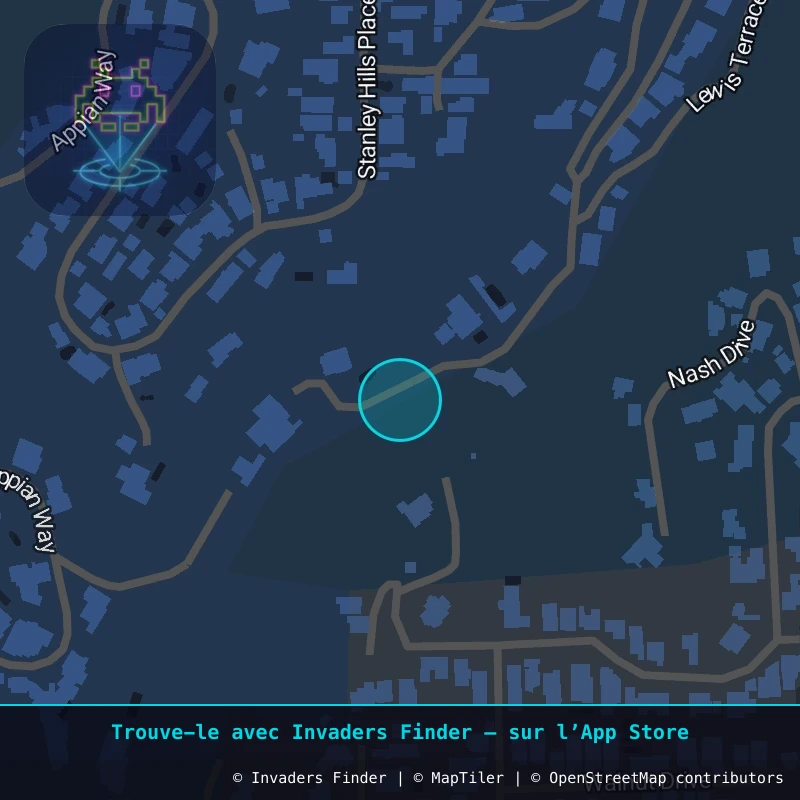 Zone approximative de l'invader LA_37, dans le quartier Hollywood à Los Angeles. Emplacement exact disponible dans l'app Invaders Finder.
