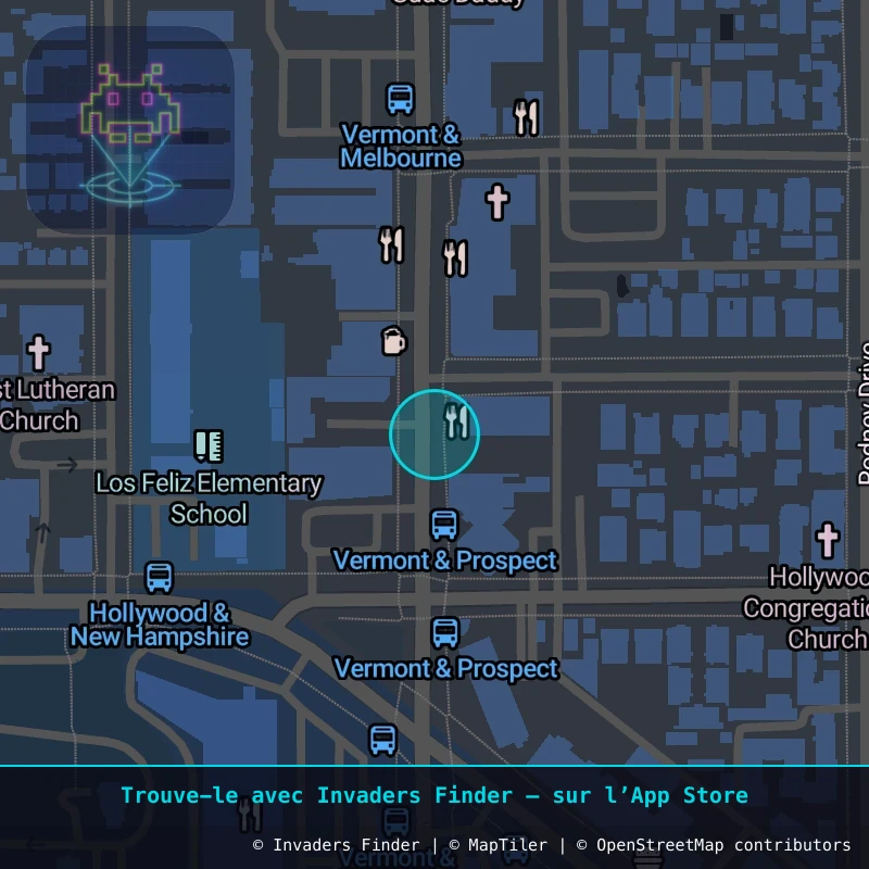 Zone approximative de l'invader LA_84, dans le quartier Eagle Rock, Los Angeles à Los Angeles. Emplacement exact disponible dans l'app Invaders Finder.
