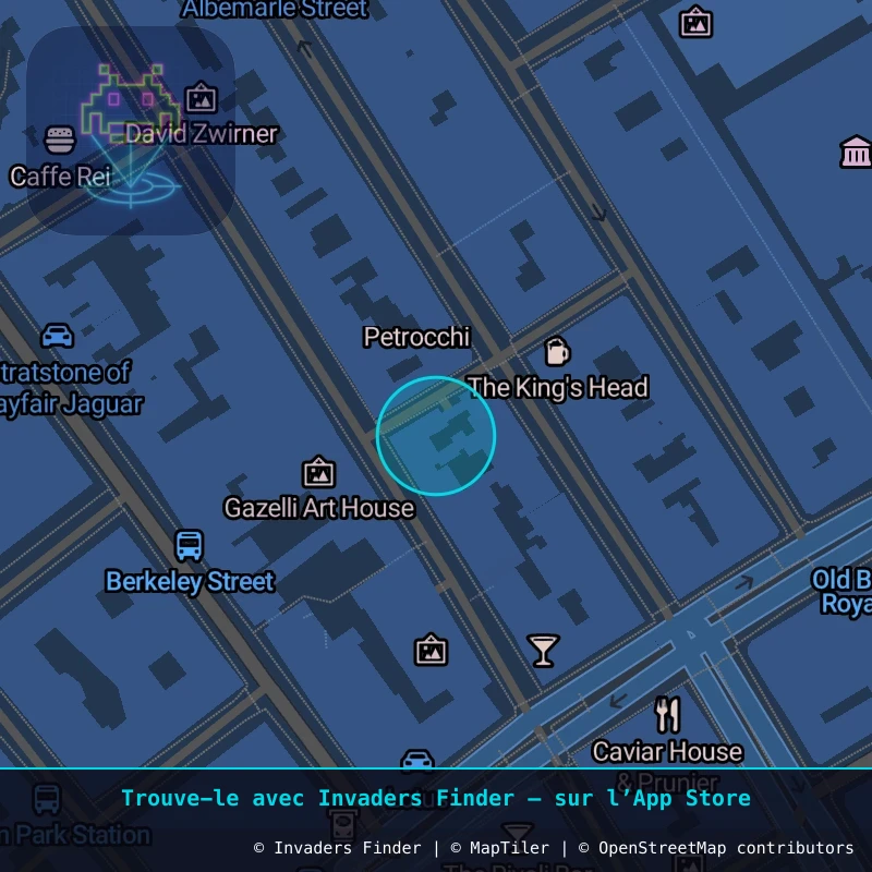 Zone approximative de l'invader LDN_11, dans le quartier Soho, Cité de Westminster à Londres. Emplacement exact disponible dans l'app Invaders Finder.