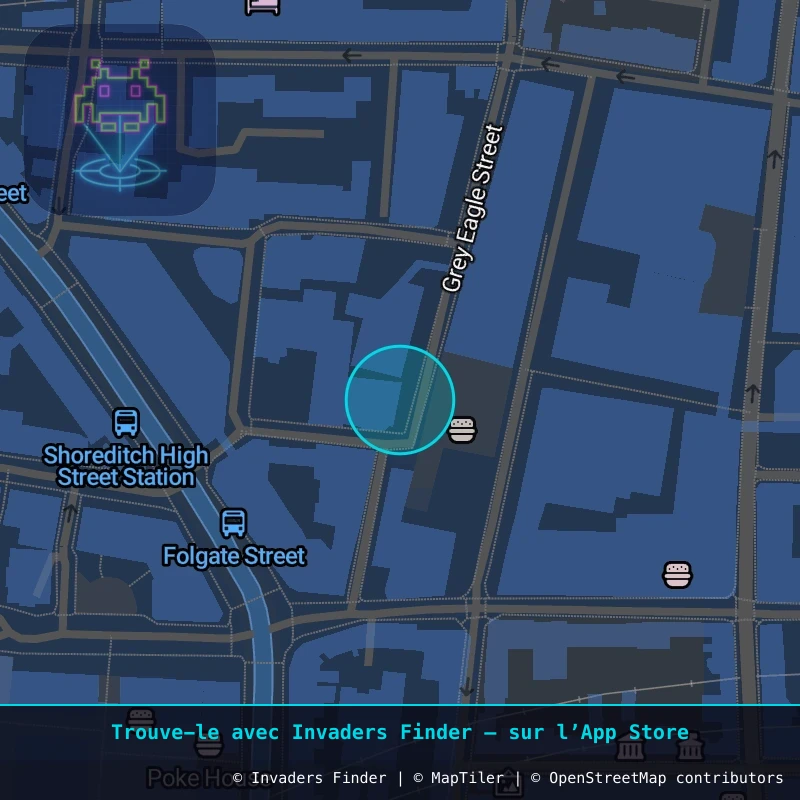 Zone approximative de l'invader LDN_119, dans le quartier Spitalfields, Grand Londres à Londres. Emplacement exact disponible dans l'app Invaders Finder.