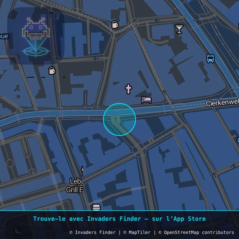 Zone approximative de l'invader LDN_120, dans le quartier Soho, Cité de Westminster à Londres. Emplacement exact disponible dans l'app Invaders Finder.