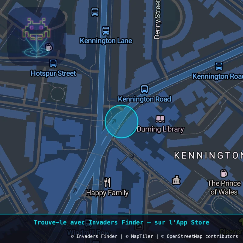 Zone approximative de l'invader LDN_131, dans le quartier Lambeth à Londres. Emplacement exact disponible dans l'app Invaders Finder.