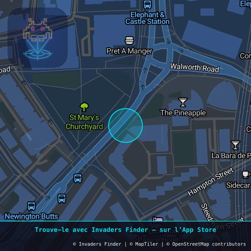 Zone approximative de l'invader LDN_133, dans le quartier Lambeth à Londres. Emplacement exact disponible dans l'app Invaders Finder.