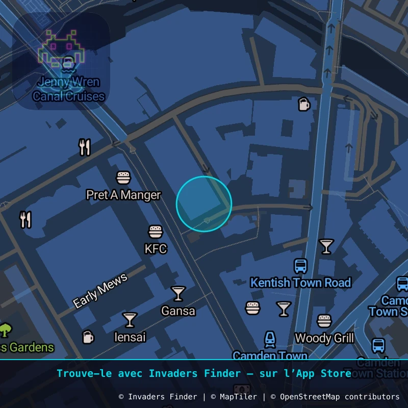 Zone approximative de l'invader LDN_139, dans le quartier Maitland Park, Chalk Farm à Londres. Emplacement exact disponible dans l'app Invaders Finder.