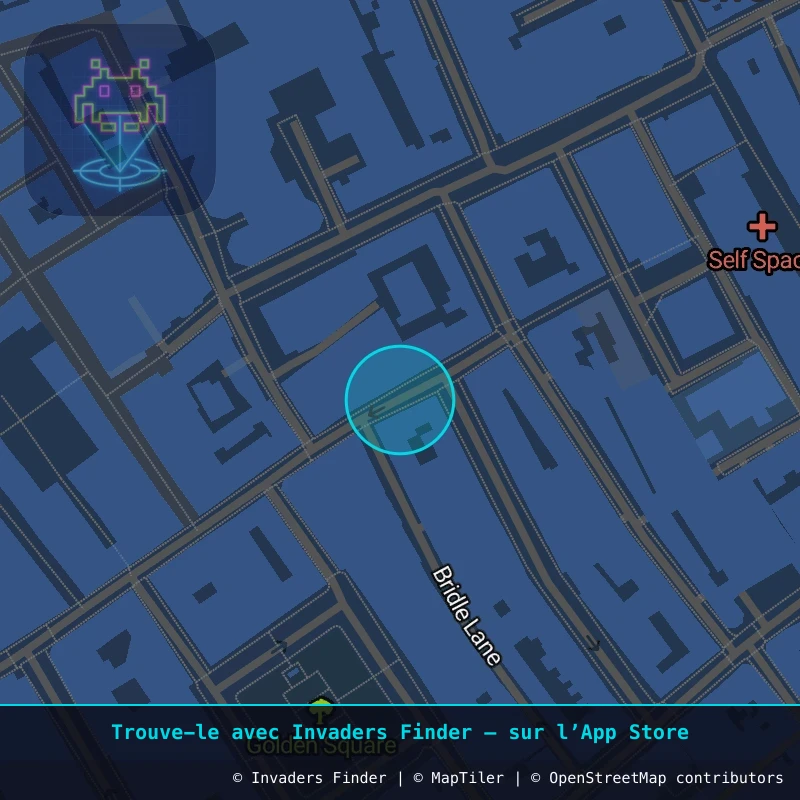 Zone approximative de l'invader LDN_151, dans le quartier Soho, Cité de Westminster à Londres. Emplacement exact disponible dans l'app Invaders Finder.