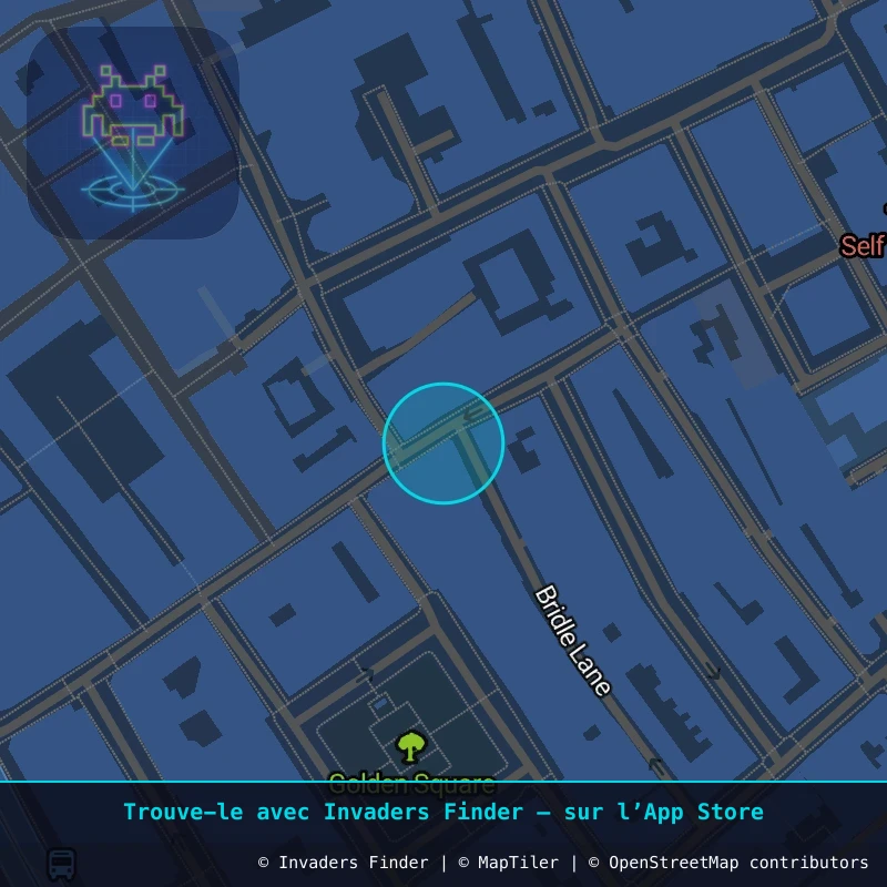 Zone approximative de l'invader LDN_152, dans le quartier Soho, Cité de Westminster à Londres. Emplacement exact disponible dans l'app Invaders Finder.