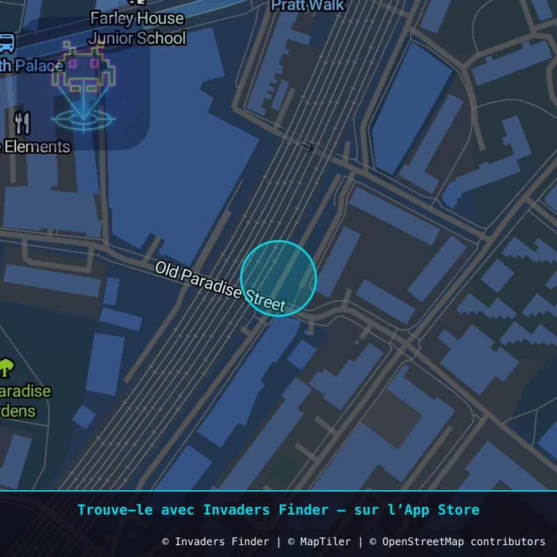 Zone approximative de l'invader LDN_158, dans le quartier Lambeth à Londres. Emplacement exact disponible dans l'app Invaders Finder.