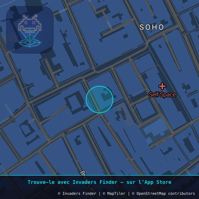 Zone approximative de l'invader LDN_159, dans le quartier Soho, Cité de Westminster à Londres. Emplacement exact disponible dans l'app Invaders Finder.