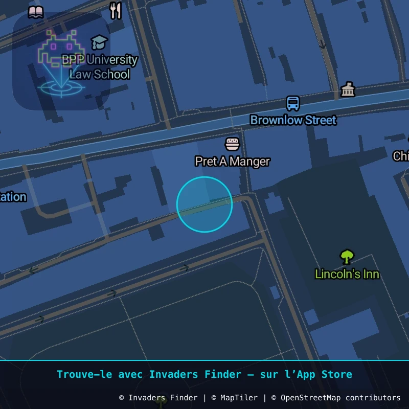 Zone approximative de l'invader LDN_160, dans le quartier Soho, Cité de Westminster à Londres. Emplacement exact disponible dans l'app Invaders Finder.