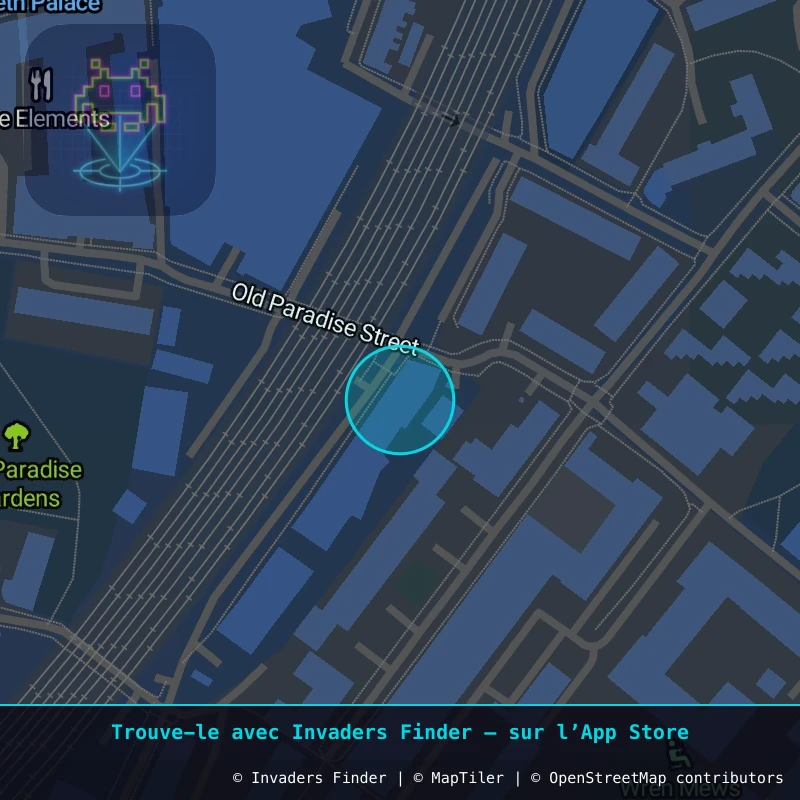 Zone approximative de l'invader LDN_164, dans le quartier Lambeth à Londres. Emplacement exact disponible dans l'app Invaders Finder.