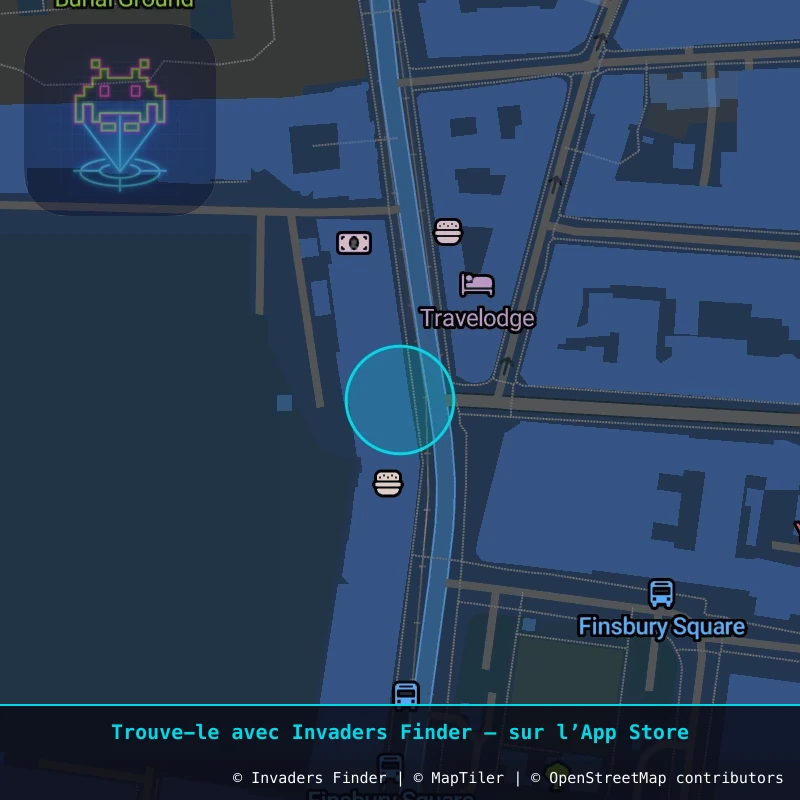 Zone approximative de l'invader LDN_169, dans le quartier Spitalfields, Grand Londres à Londres. Emplacement exact disponible dans l'app Invaders Finder.