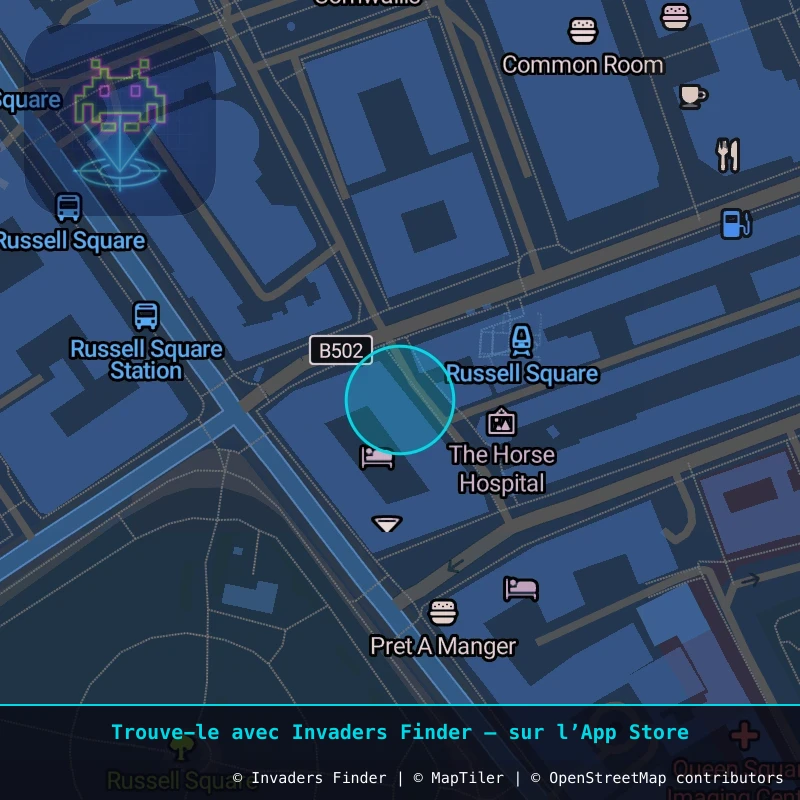 Zone approximative de l'invader LDN_176, dans le quartier Soho, Cité de Westminster à Londres. Emplacement exact disponible dans l'app Invaders Finder.