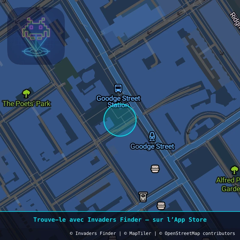 Zone approximative de l'invader LDN_178, dans le quartier Soho, Cité de Westminster à Londres. Emplacement exact disponible dans l'app Invaders Finder.