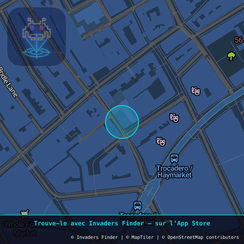 Zone approximative de l'invader LDN_180, dans le quartier Soho, Cité de Westminster à Londres. Emplacement exact disponible dans l'app Invaders Finder.