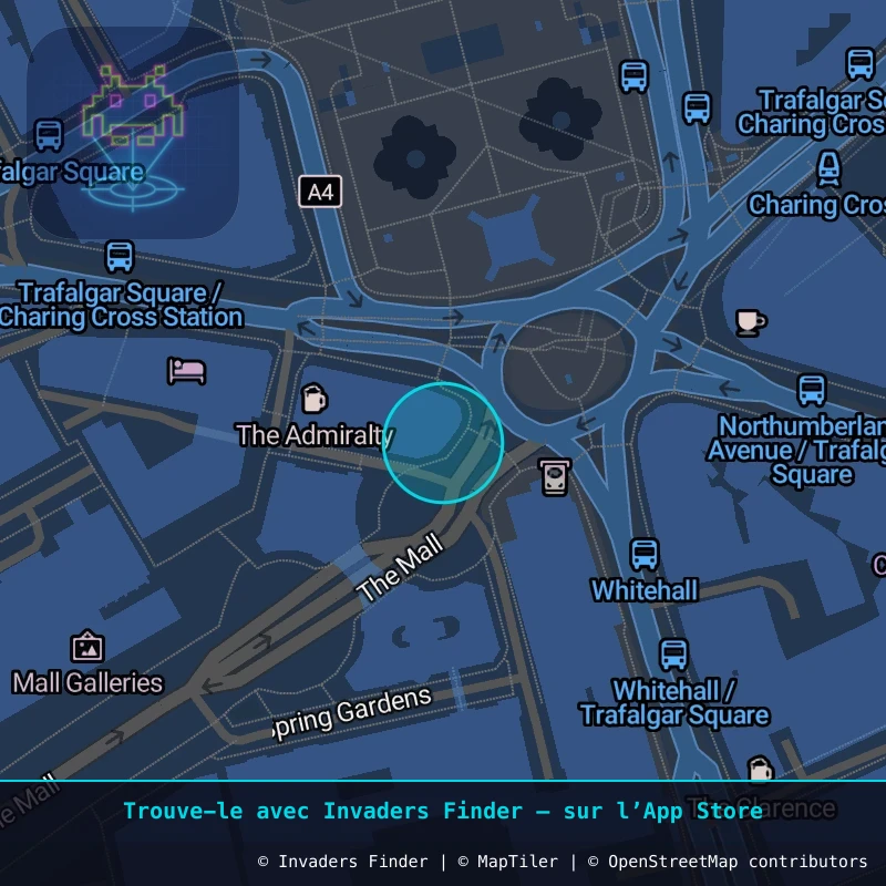 Zone approximative de l'invader LDN_185, dans le quartier Soho, Cité de Westminster à Londres. Emplacement exact disponible dans l'app Invaders Finder.