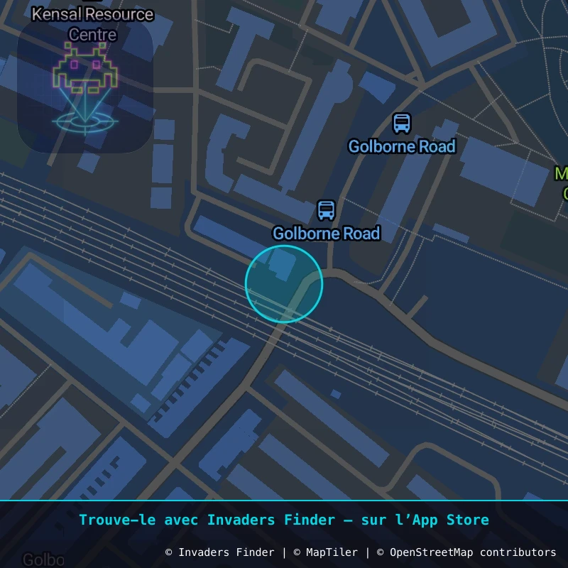 Zone approximative de l'invader LDN_21, dans le quartier North Kensington à Londres. Emplacement exact disponible dans l'app Invaders Finder.