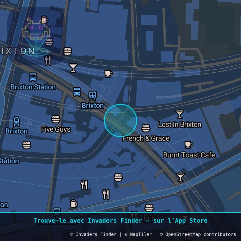 Zone approximative de l'invader LDN_42, dans le quartier Stockwell Park à Londres. Emplacement exact disponible dans l'app Invaders Finder.