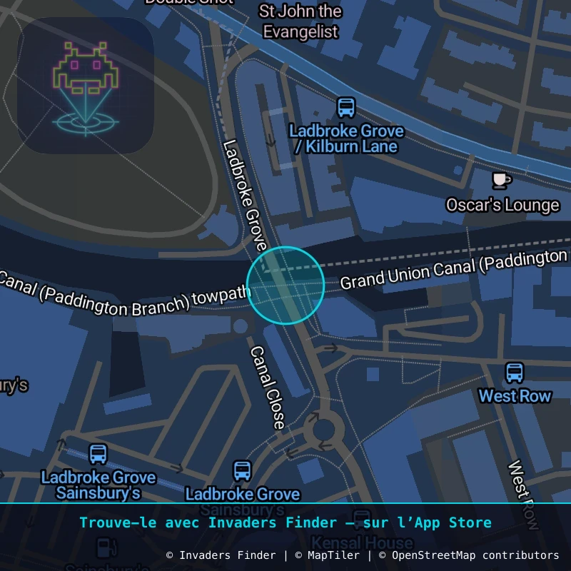 Zone approximative de l'invader LDN_45, dans le quartier North Kensington à Londres. Emplacement exact disponible dans l'app Invaders Finder.