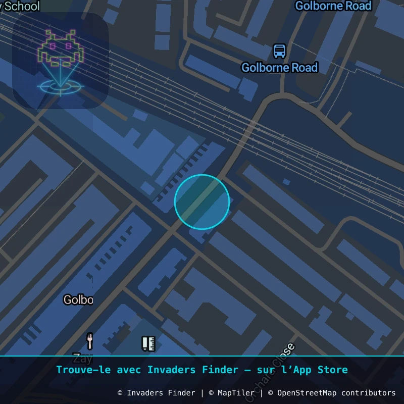 Zone approximative de l'invader LDN_46, dans le quartier North Kensington à Londres. Emplacement exact disponible dans l'app Invaders Finder.