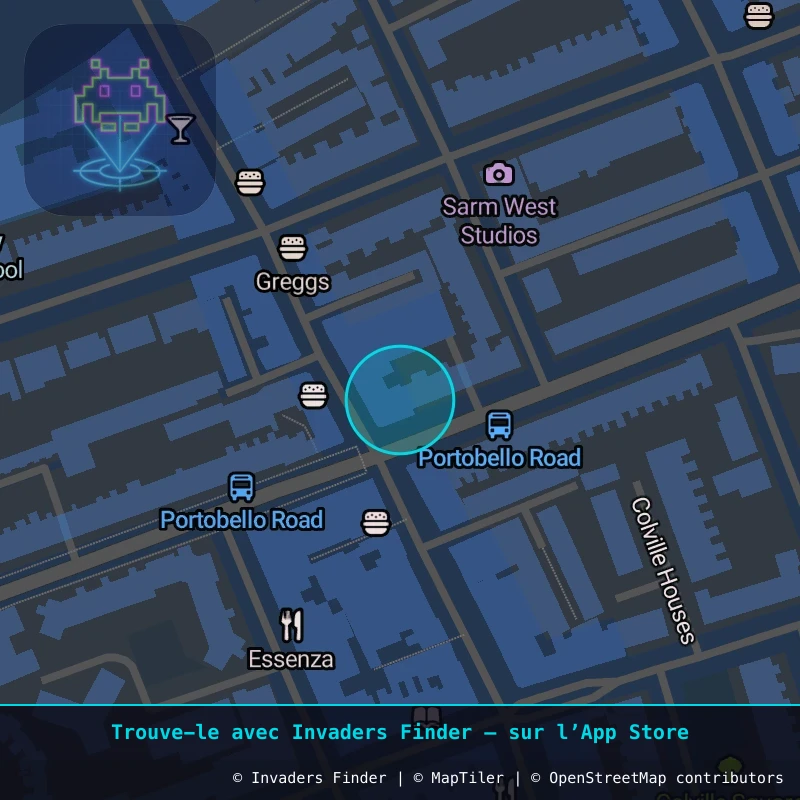 Zone approximative de l'invader LDN_47, dans le quartier North Kensington à Londres. Emplacement exact disponible dans l'app Invaders Finder.