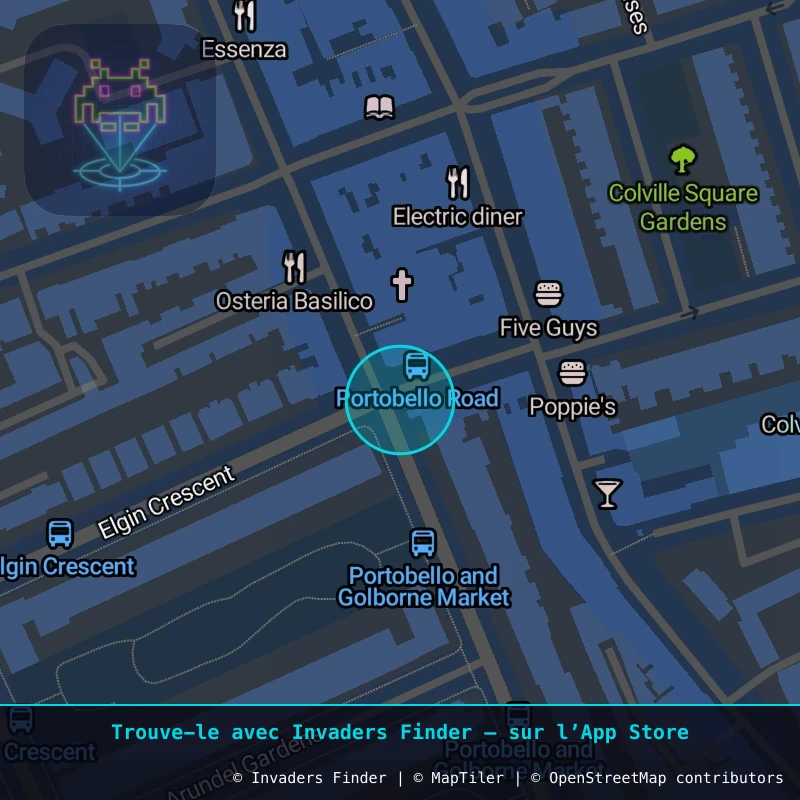 Zone approximative de l'invader LDN_48, dans le quartier North Kensington à Londres. Emplacement exact disponible dans l'app Invaders Finder.