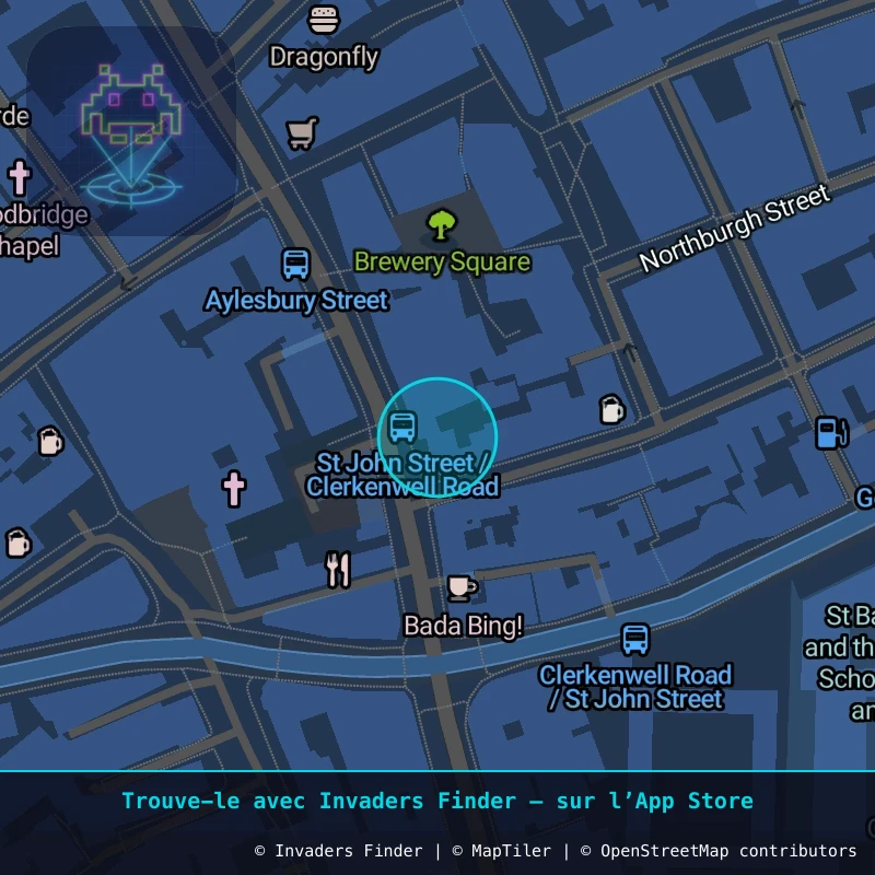 Zone approximative de l'invader LDN_51, dans le quartier Spitalfields, Grand Londres à Londres. Emplacement exact disponible dans l'app Invaders Finder.