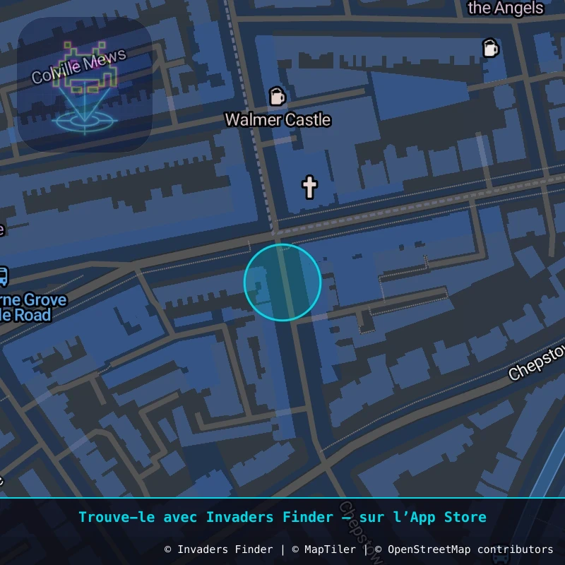 Zone approximative de l'invader LDN_52, dans le quartier North Kensington à Londres. Emplacement exact disponible dans l'app Invaders Finder.