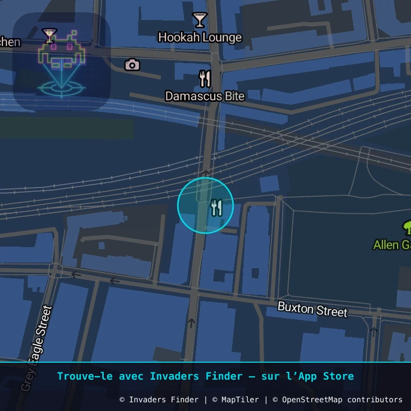 Zone approximative de l'invader LDN_57, dans le quartier Spitalfields, Grand Londres à Londres. Emplacement exact disponible dans l'app Invaders Finder.