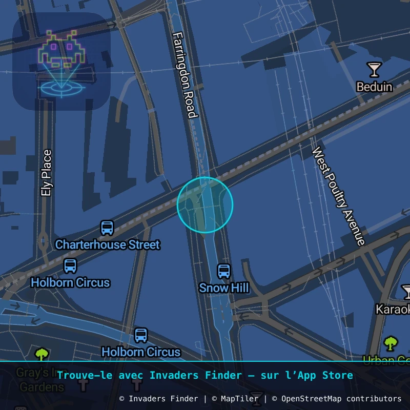 Zone approximative de l'invader LDN_68, dans le quartier Soho, Cité de Westminster à Londres. Emplacement exact disponible dans l'app Invaders Finder.