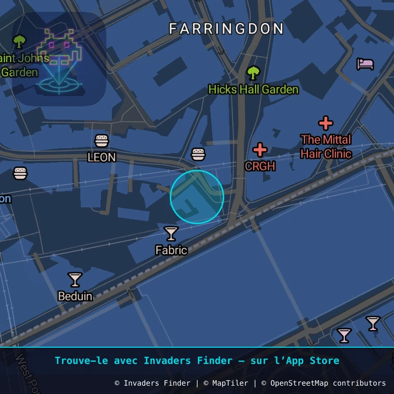 Zone approximative de l'invader LDN_69, dans le quartier Spitalfields, Grand Londres à Londres. Emplacement exact disponible dans l'app Invaders Finder.