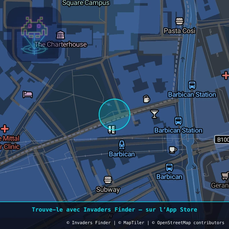 Zone approximative de l'invader LDN_70, dans le quartier Spitalfields, Grand Londres à Londres. Emplacement exact disponible dans l'app Invaders Finder.