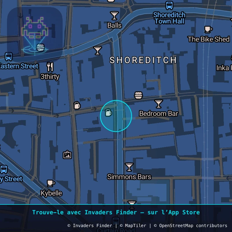 Zone approximative de l'invader LDN_76, dans le quartier Spitalfields, Grand Londres à Londres. Emplacement exact disponible dans l'app Invaders Finder.