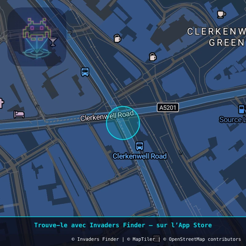 Zone approximative de l'invader LDN_79, dans le quartier Soho, Cité de Westminster à Londres. Emplacement exact disponible dans l'app Invaders Finder.
