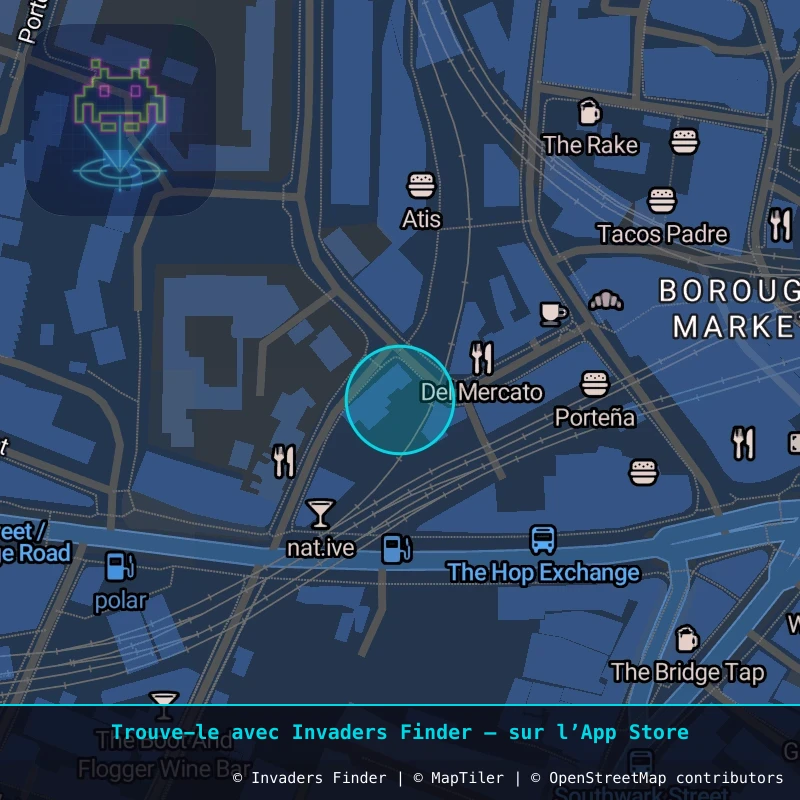 Zone approximative de l'invader LDN_83, dans le quartier Borough Market, Grand Londres à Londres. Emplacement exact disponible dans l'app Invaders Finder.