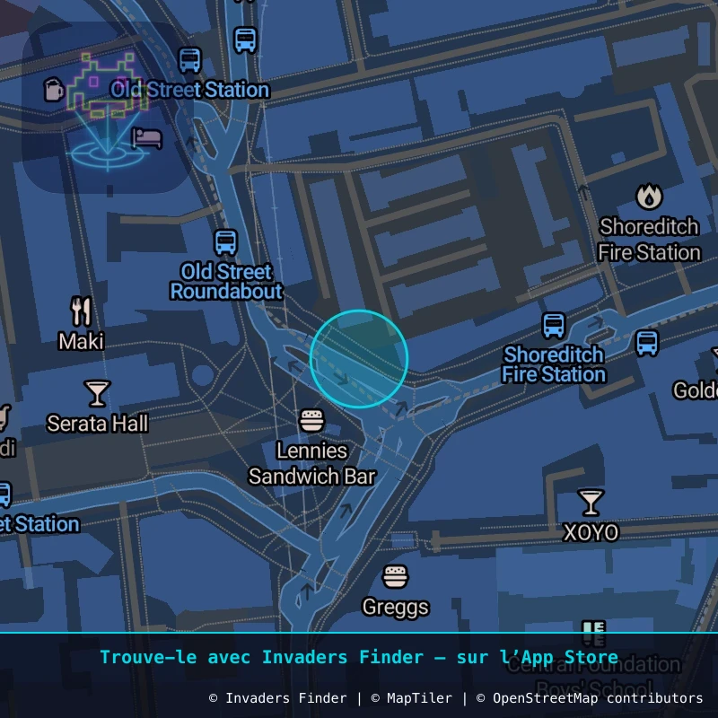 Zone approximative de l'invader LDN_87, dans le quartier Spitalfields, Grand Londres à Londres. Emplacement exact disponible dans l'app Invaders Finder.