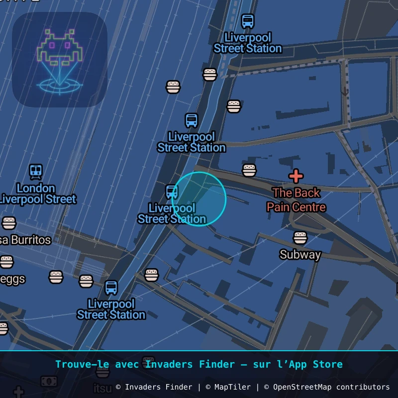 Zone approximative de l'invader LDN_99, dans le quartier Spitalfields, Grand Londres à Londres. Emplacement exact disponible dans l'app Invaders Finder.