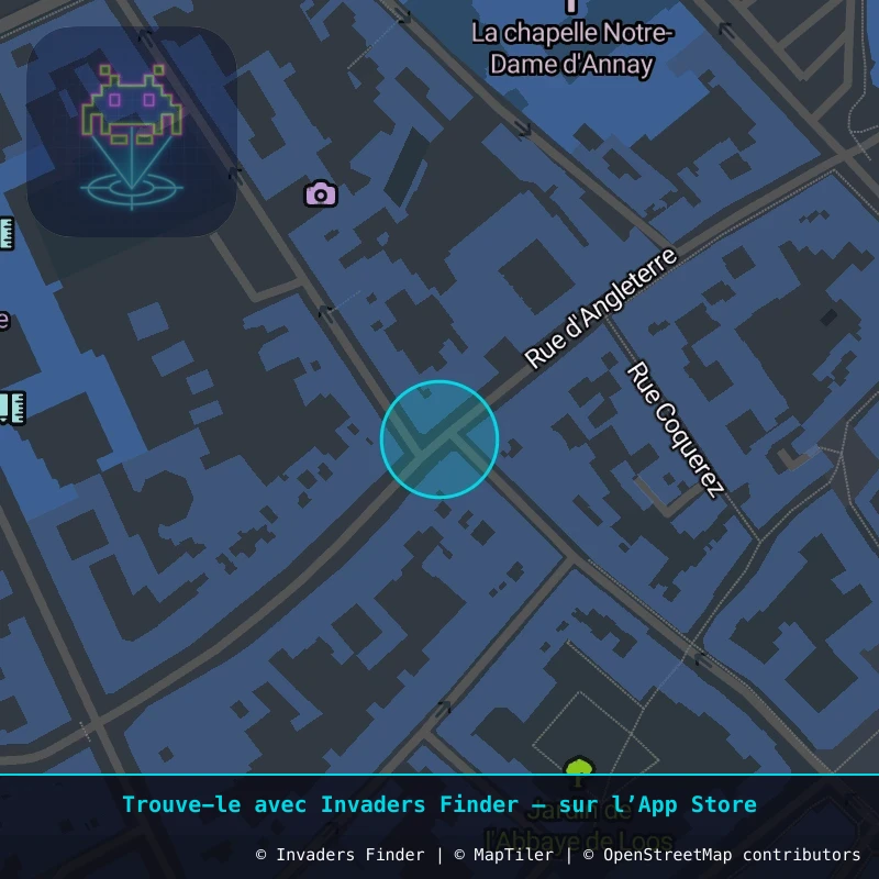 Zone approximative de l'invader LIL_03, dans le quartier Vieux-Lille à Lille. Emplacement exact disponible dans l'app Invaders Finder.