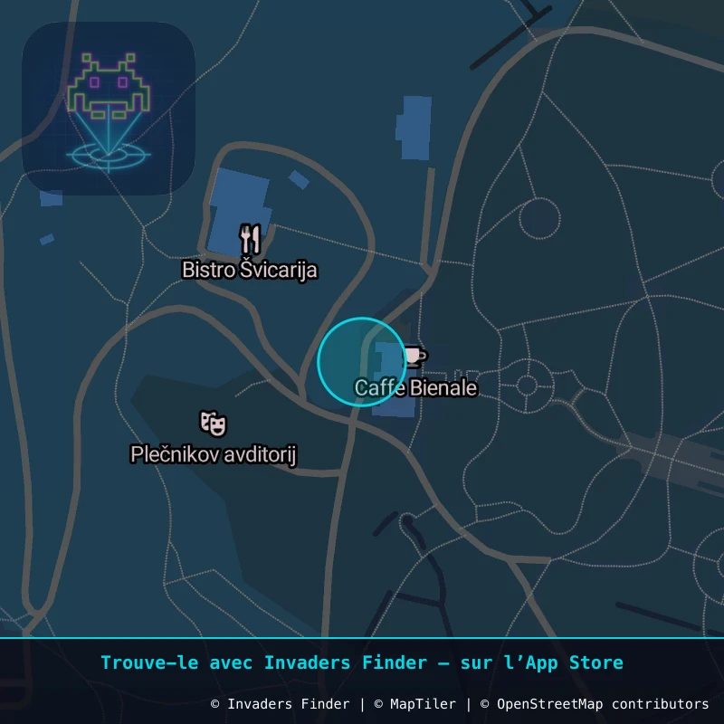 Zone approximative de l'invader LJU_03, dans le quartier Grajski grič, Ljubljana à Ljubljana. Emplacement exact disponible dans l'app Invaders Finder.