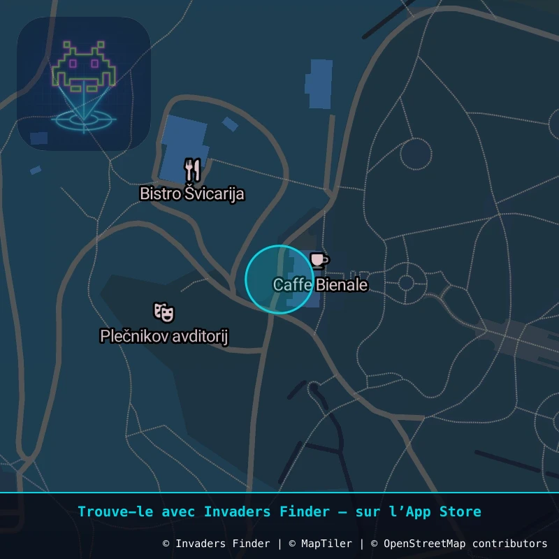 Zone approximative de l'invader LJU_06, dans le quartier Grajski grič, Ljubljana à Ljubljana. Emplacement exact disponible dans l'app Invaders Finder.