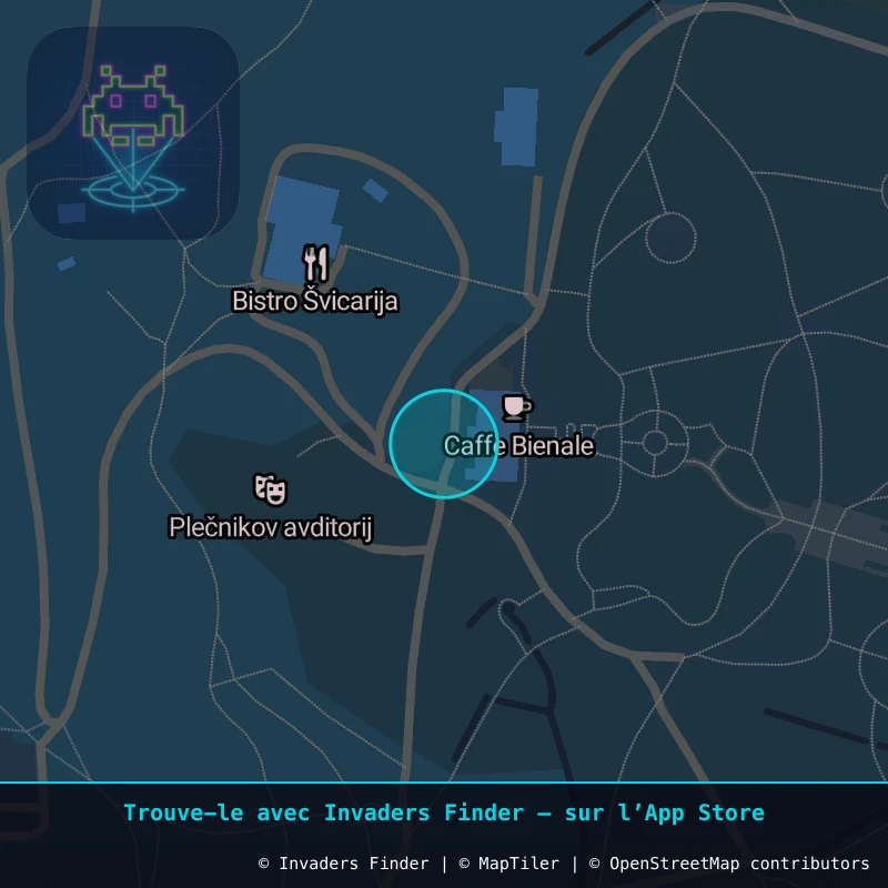 Zone approximative de l'invader LJU_07, dans le quartier Grajski grič, Ljubljana à Ljubljana. Emplacement exact disponible dans l'app Invaders Finder.