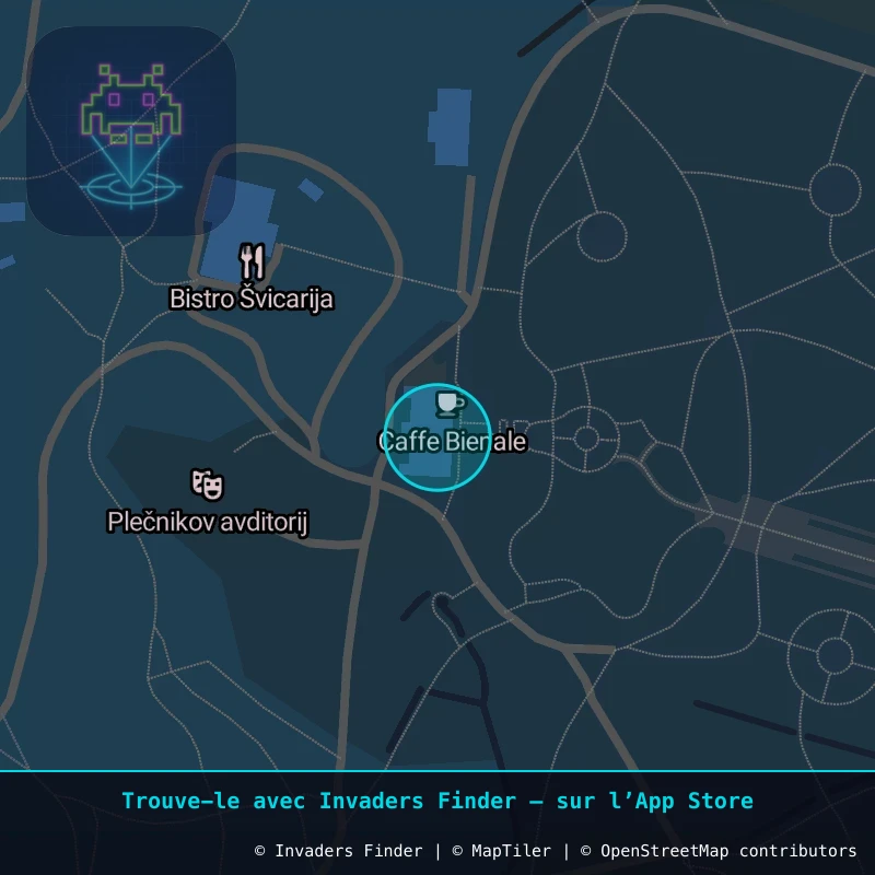 Zone approximative de l'invader LJU_08, dans le quartier Grajski grič, Ljubljana à Ljubljana. Emplacement exact disponible dans l'app Invaders Finder.