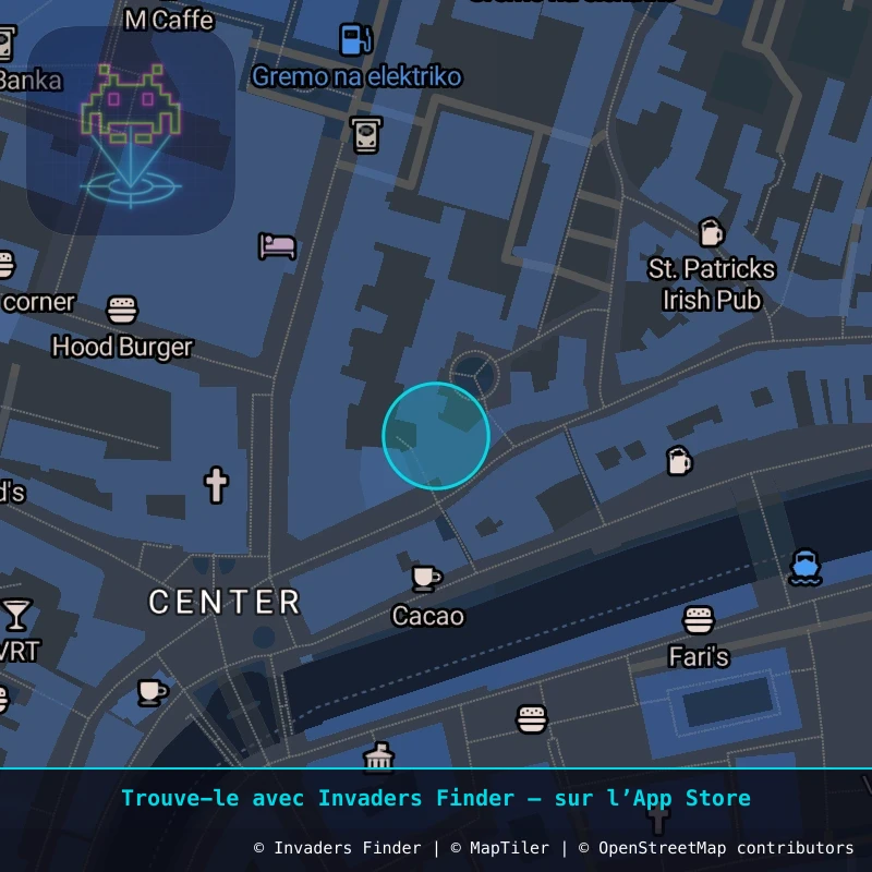 Zone approximative de l'invader LJU_09, dans le quartier Grajski grič, Ljubljana à Ljubljana. Emplacement exact disponible dans l'app Invaders Finder.