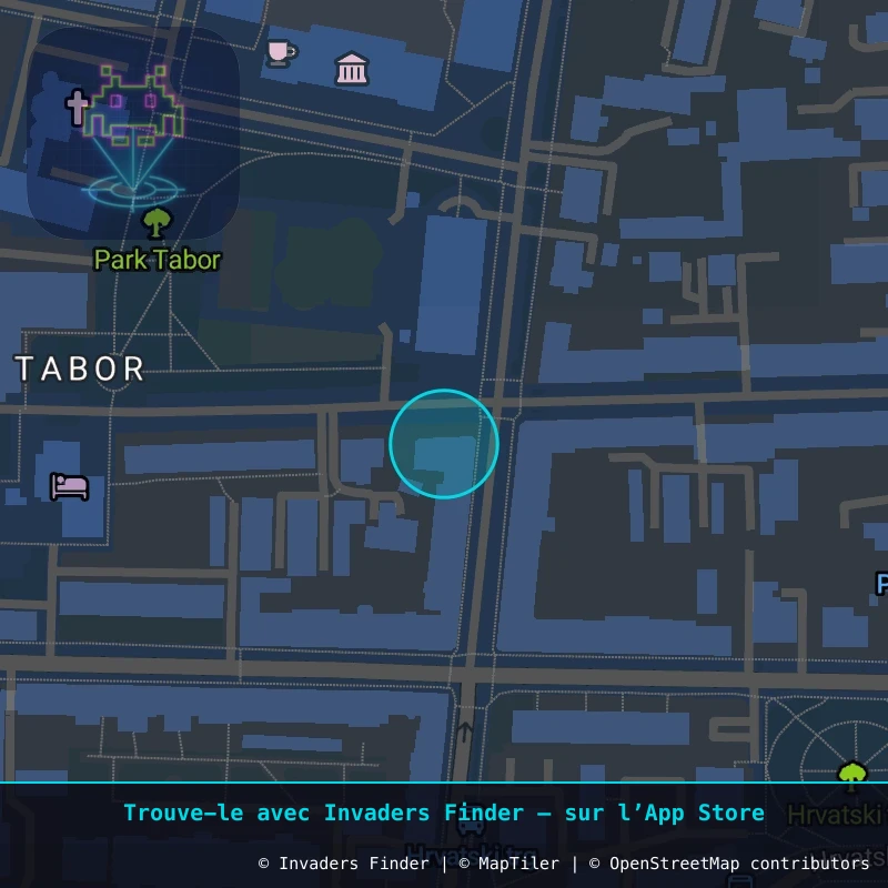 Zone approximative de l'invader LJU_11, dans le quartier Grajski grič, Ljubljana à Ljubljana. Emplacement exact disponible dans l'app Invaders Finder.