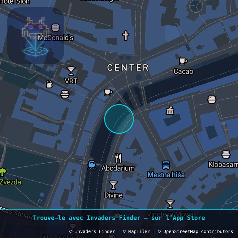 Zone approximative de l'invader LJU_17, dans le quartier Grajski grič, Ljubljana à Ljubljana. Emplacement exact disponible dans l'app Invaders Finder.