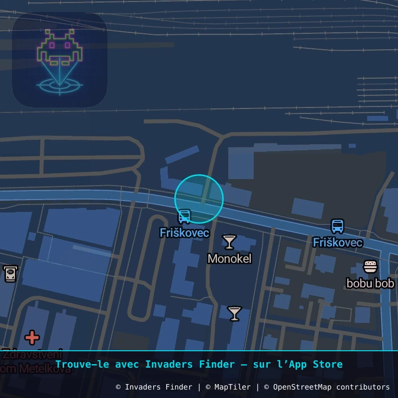 Zone approximative de l'invader LJU_18, dans le quartier Grajski grič, Ljubljana à Ljubljana. Emplacement exact disponible dans l'app Invaders Finder.