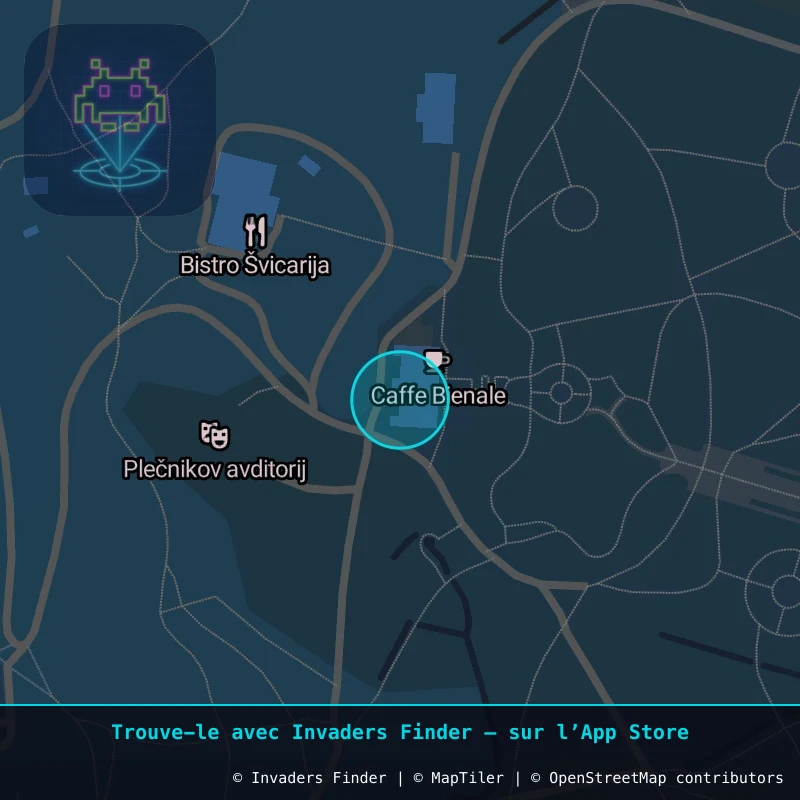 Zone approximative de l'invader LJU_20, dans le quartier Grajski grič, Ljubljana à Ljubljana. Emplacement exact disponible dans l'app Invaders Finder.