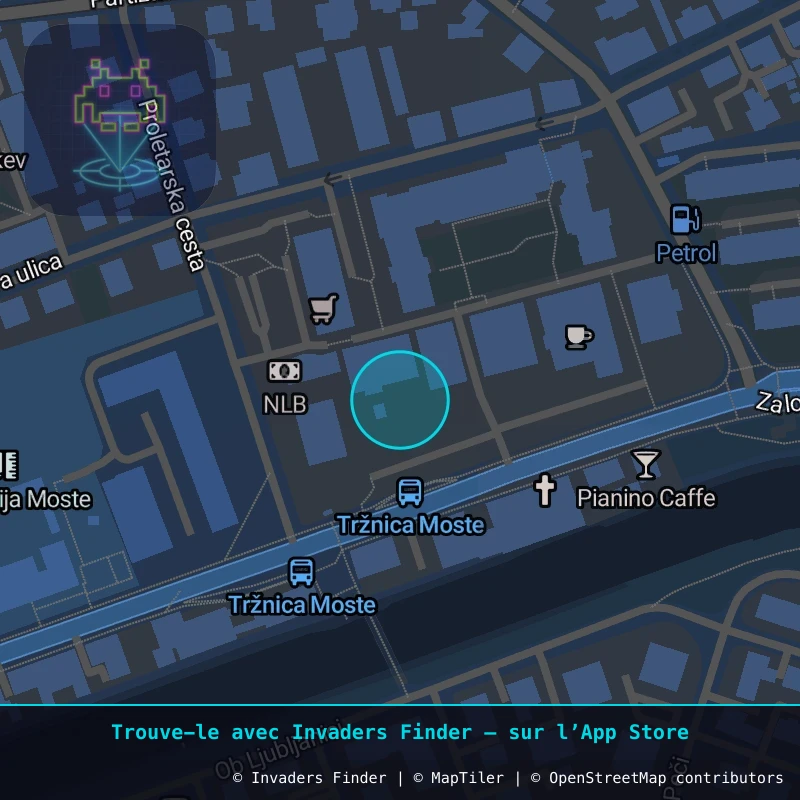 Zone approximative de l'invader LJU_22, dans le quartier Selo, Ljubljana à Ljubljana. Emplacement exact disponible dans l'app Invaders Finder.