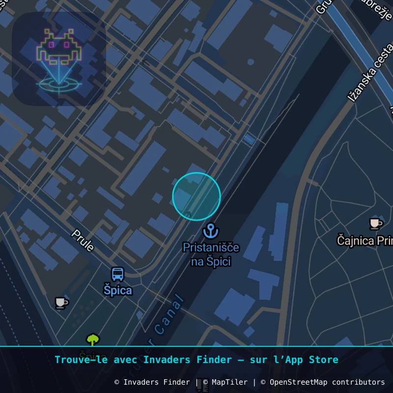 Zone approximative de l'invader LJU_27, dans le quartier Žabjak à Ljubljana. Emplacement exact disponible dans l'app Invaders Finder.