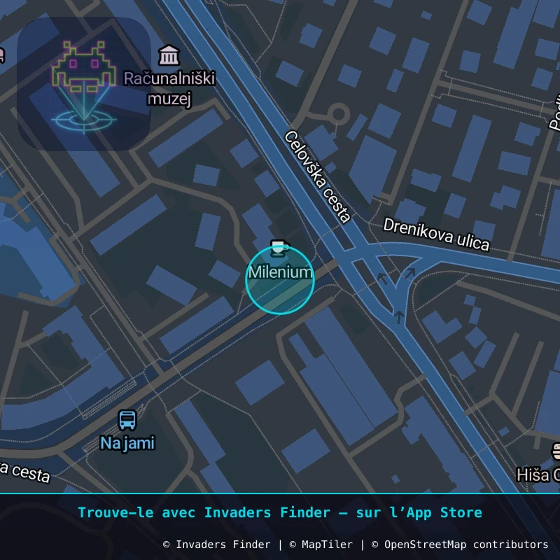 Zone approximative de l'invader LJU_28, dans le quartier Grajski grič, Ljubljana à Ljubljana. Emplacement exact disponible dans l'app Invaders Finder.