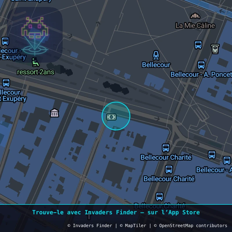 Zone approximative de l'invader LY_45, dans le quartier Terreaux, Lyon à Lyon. Emplacement exact disponible dans l'app Invaders Finder.